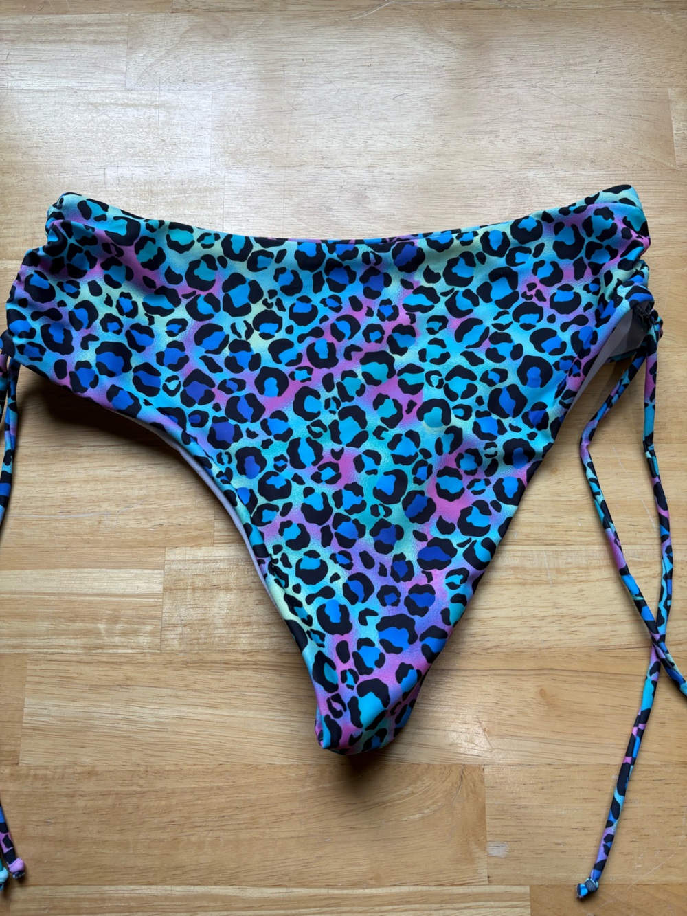 Womens Leopard Print Swim Bottoms in Turquoise & Purple